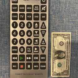 Jumbo universal remote TV, Stereo, DVD, Surround