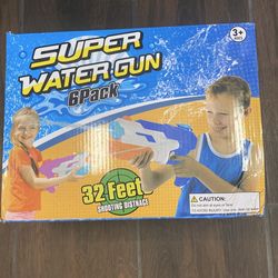 Super Water Gun 6-Pack – 32ft Long Range Squirt Blasters (New)