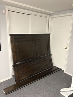 Dark Wood King Bed Headboard and Footboard