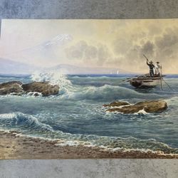 EIKA KATO (1(contact info removed)) Japanese Watercolor Painting Mt. Fuji From The Sea