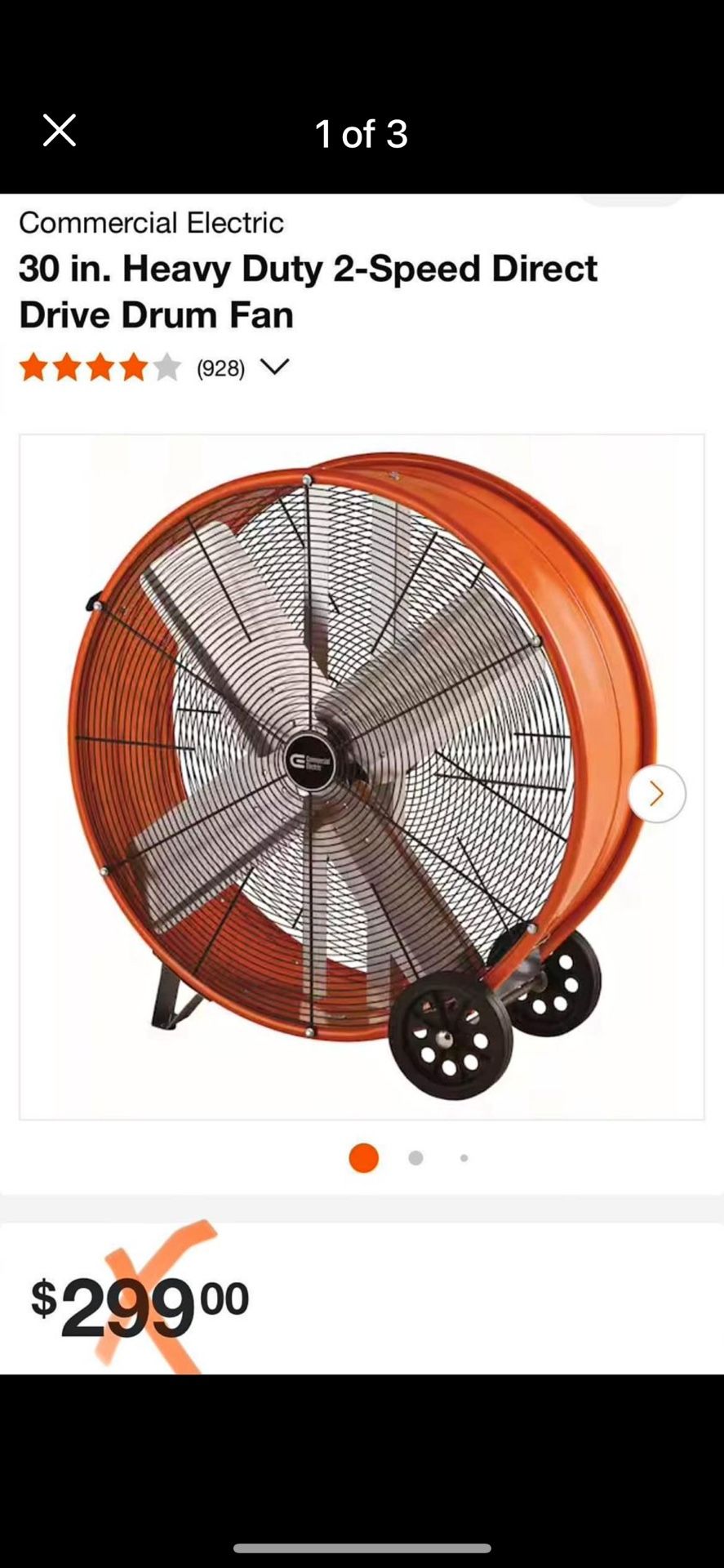 Commercial Electric 30 in. Heavy Duty 2-Speed Direct Drive Drum Fan