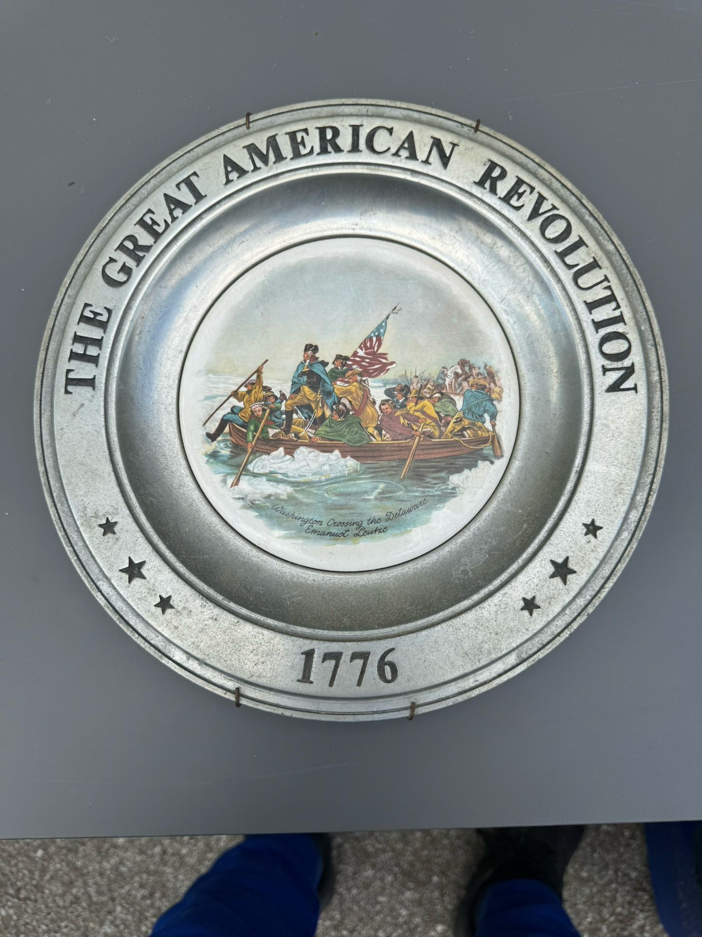 10" - Bicentennial Pewter & Porcelain Plate - The American Revolution