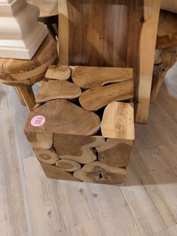 Teak Root Wood Cube Side Table