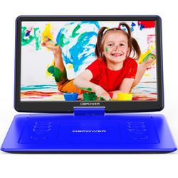 DBPOWER 17.9" Portable DVD Player with 15.6" Large HD Swivel Screen, Support DVD/CD/USB/SD Card and Others Multiple Disc Formats, with 6-Hour Built-in