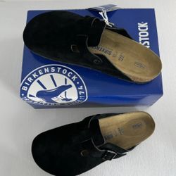 Birkenstock Boston Suede Leather Black Clog Men's 10-10.5