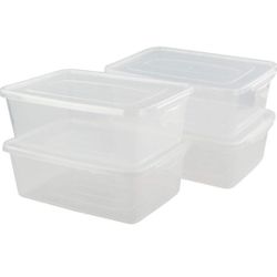 4 Packs Clear Plastic Storage Bin, 14Quarts Container With Lid