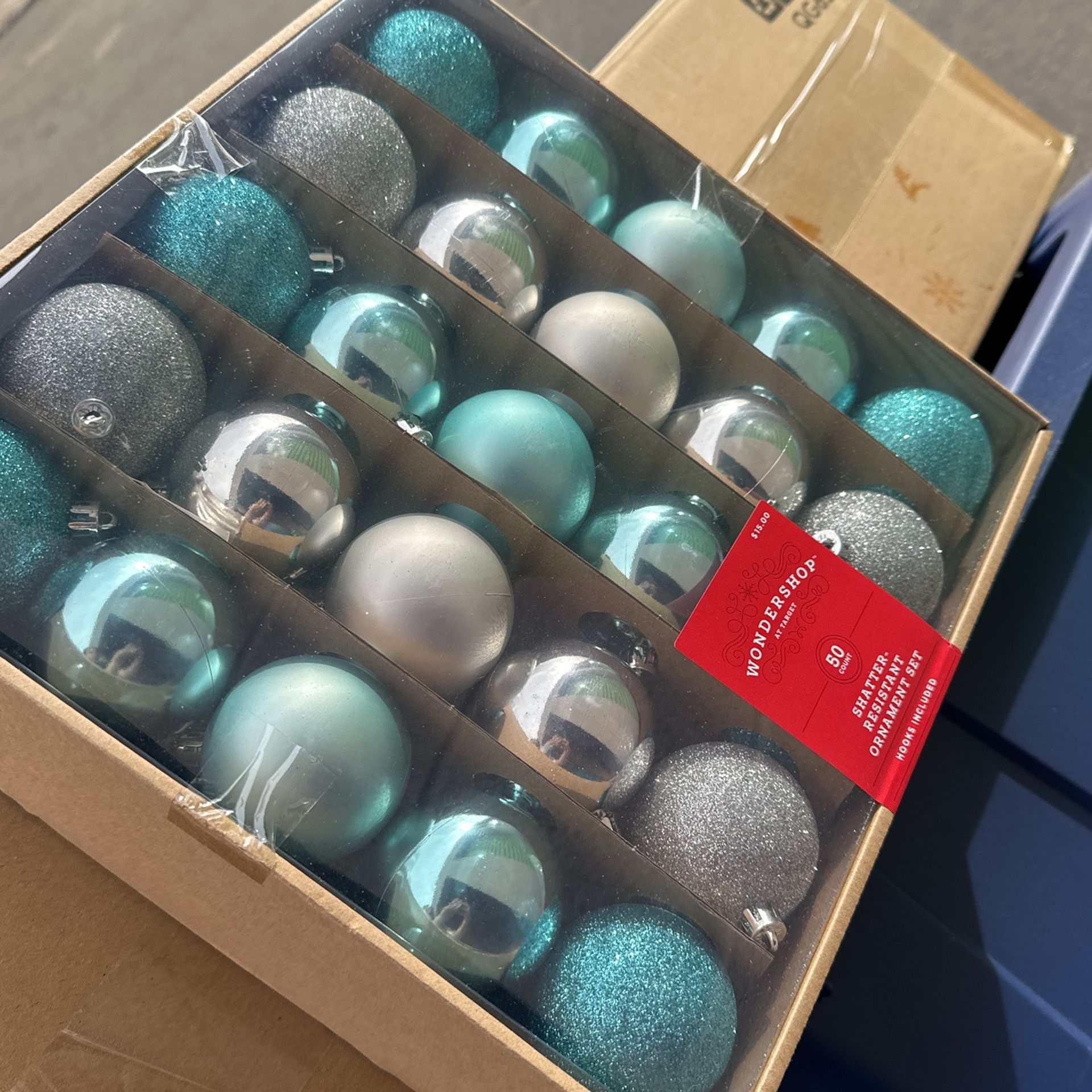 WonderShop Target Blue Gray Glitter Ornaments