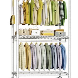 FUTASSI P3 Rolling Clothes Rack, Clothing Racks for Hanging Clothes, Heavy Duty Garment Rack with Wheels, Freestanding Portable Closet Organizer 39.4'