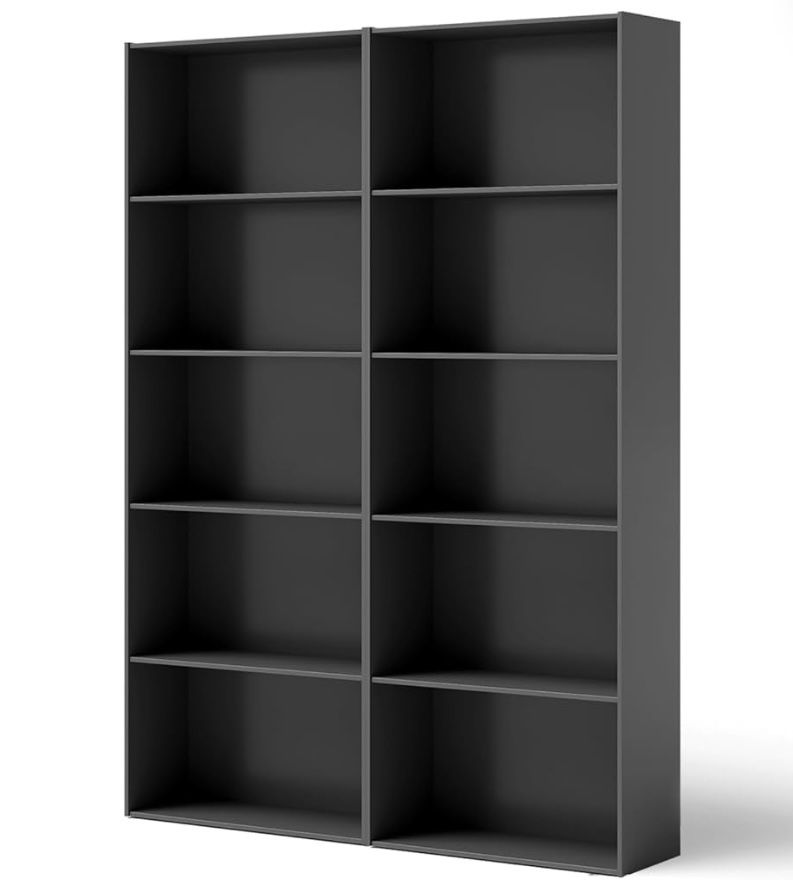 🥨Tall Book Shelf (47”x 9.5”x 67”), 5-Tier Wood Vertical Storage and Display Bookcase for Home & Office