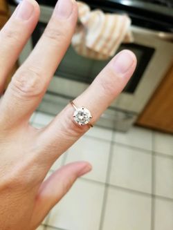 14k Solid yellow gold and 2.3 carat moissonite engagement ring Flawless.