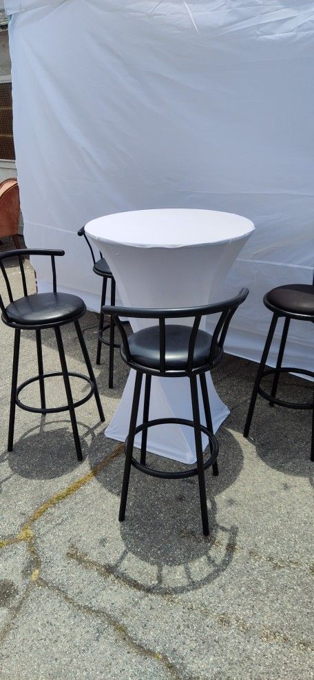 Cocktail Tables 30" Spandex Tablecloths Bar Stools Mesas De Cocktail Manteles Spandex Bancos Negros 