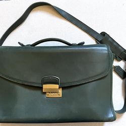 Vintage Coach Beekman Dark Green Leather Briefcase