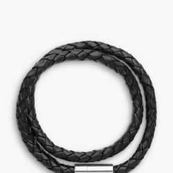 BARTLETT LONDON Men's Woven Leather Double Wrap Bracelet