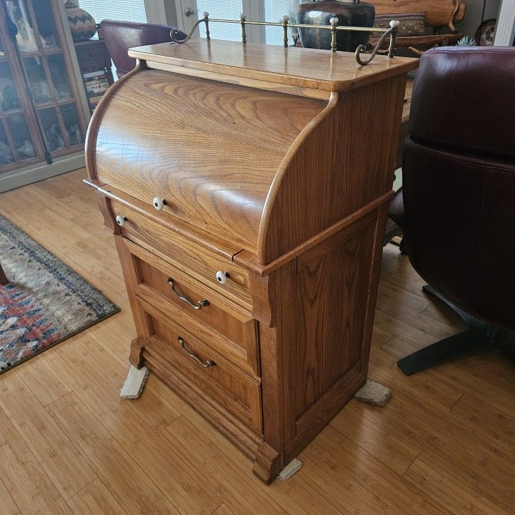 Oak Barrel Desk/Secretary
