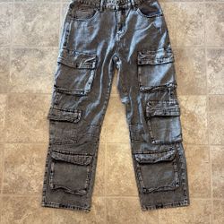 Loose Fit Baggy Jeans W Multiple Pockets 