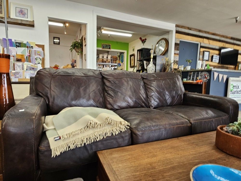 Comfy Dark Purple Brown Leather Couch
