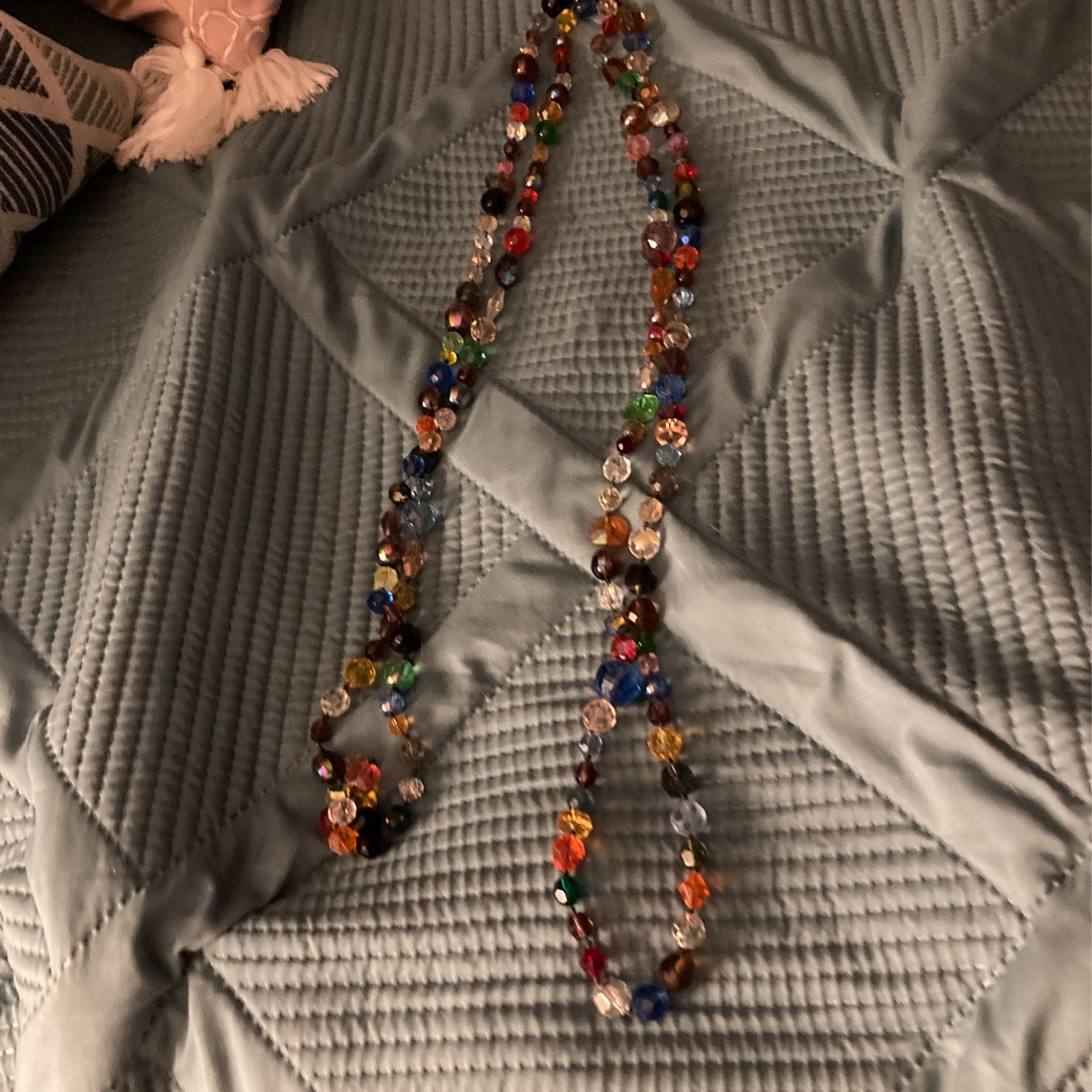 Venetian Glass Beaded Long Necklace From Italy