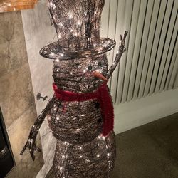 Lit Rattan Snowman ($40)