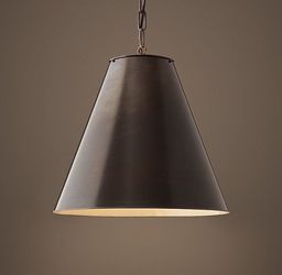 RH Restoration Hardware Antiqued Metal Cone funnel Pendant Vintage Brass