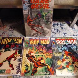 Lot of 4 Marvel Comics 1960's Silver Age "The Invincible Ironman and Daredevil" 
(Sleeved and Backing)