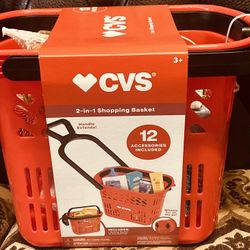 New 2 In 1 Shopping Basket With 12 Pieces Included 