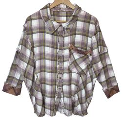 Free People Intimately Women’s Fallin for Flannel Sleep Shirt Plaid Button Up size Small