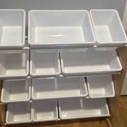 Toy Storage Shelf Bins Wooden White 