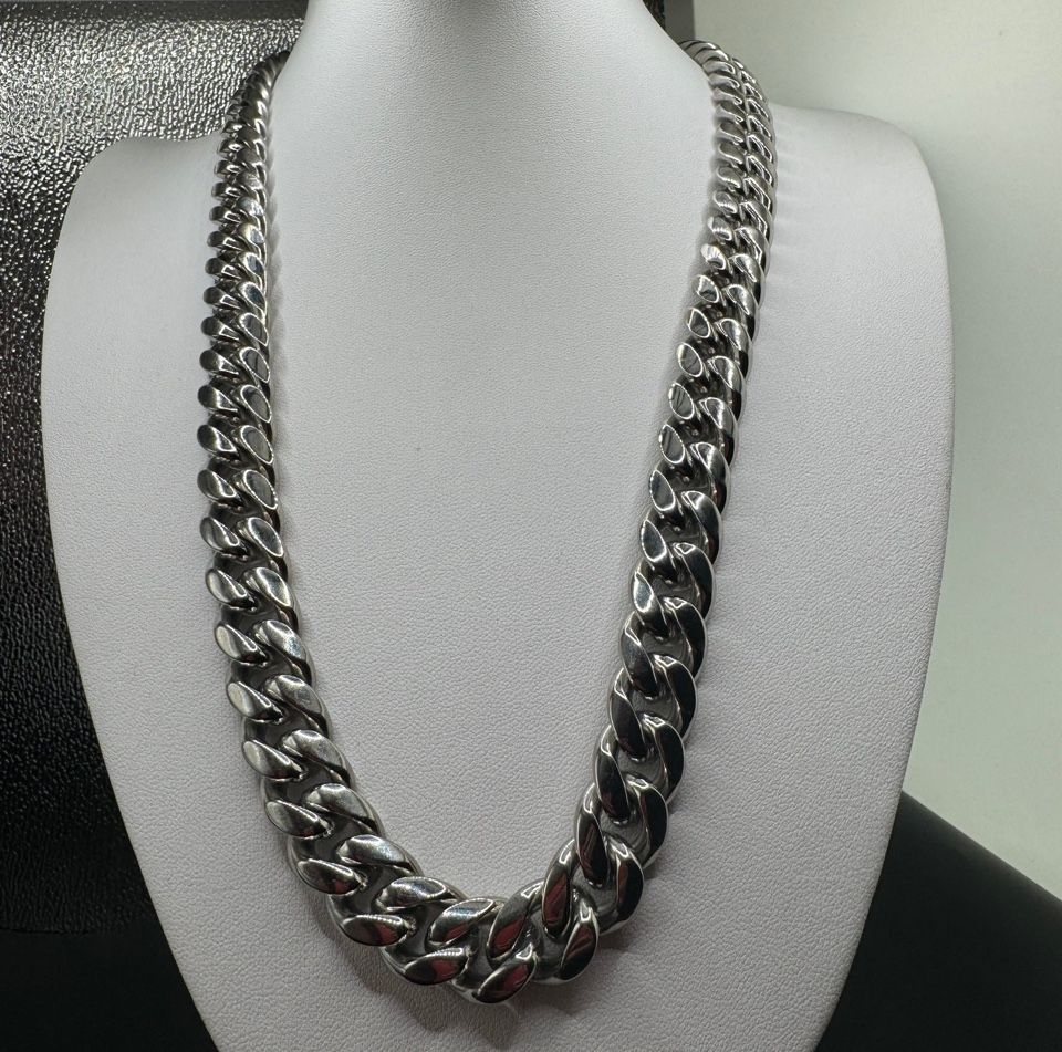 Men Necklace 24 inches /14mm Diameter thick for Large for Men Necklace Stainless Steel Necklace : 24 inches Round Long 14 mm