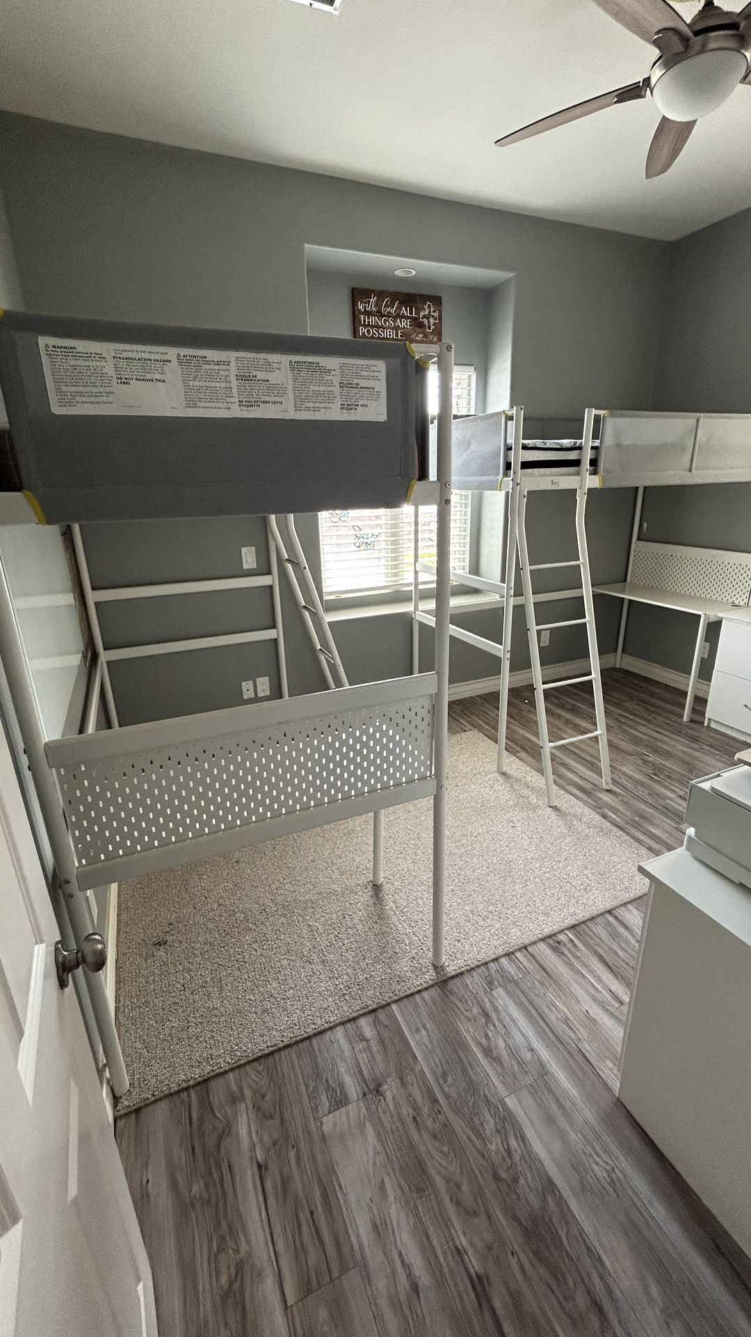 IKEA Vitval Twin Loft Bed Frame With Desk Top
