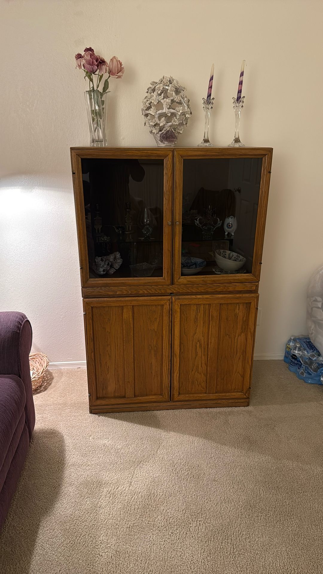 Two Piece Curio Cabinet.