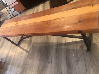 Rustic Wood Bench with Metal Legs