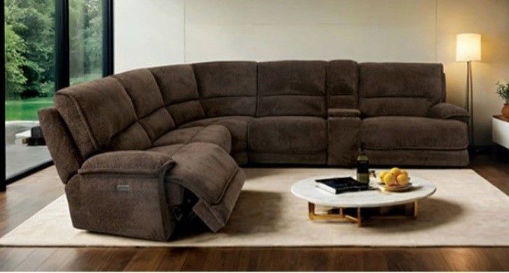 Brand New Brown Super Plush Power Reclining Sectional Sofa
