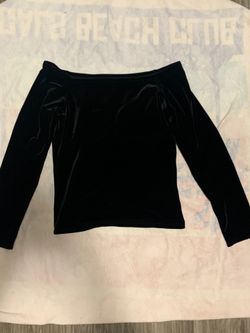 Off The Shoulder Black Velvet Blouse 