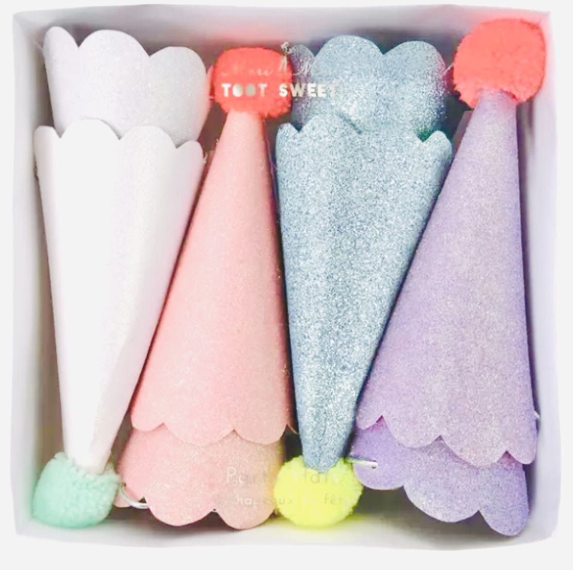 Party 8 Pc Glitter & PomPom, Re-Usable! Meri-Meri Brand!