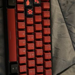 Gaming Keyboard – Black & Red | RGB Backlit | Custom Uchiha WASD Keycaps
