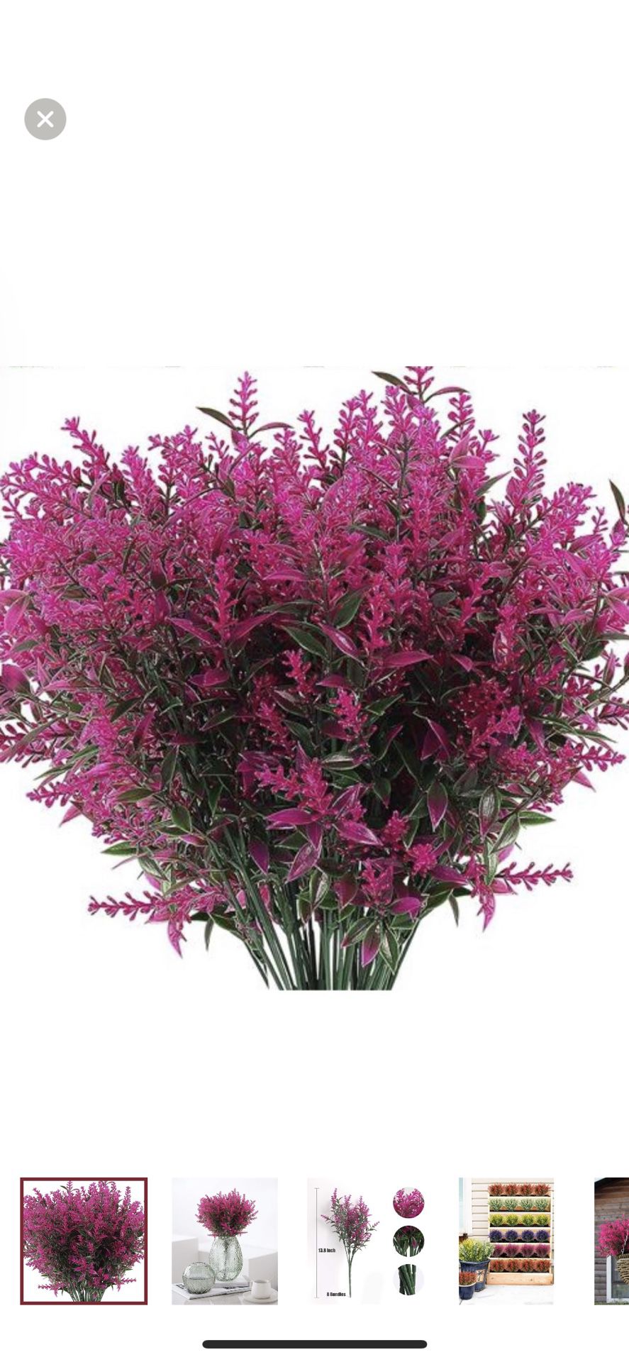8 Bundles Artificial Flowers Fake Outdoor Plants Faux UV Resistant Lavender