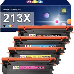 213X Toner Cartridges High Yield 4 Pack(with Chip) Compatible with 213X W2130X 213A W2130A 4 Pack for Enterprise 5700dn 6700dn 6701dn, Flow MFP 5800 6