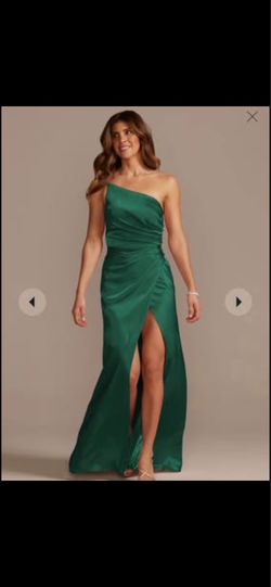 CHARMEUSE DRAPED ONE-SHOULDER BRIDESMAID DRESS,JUNIPER,6