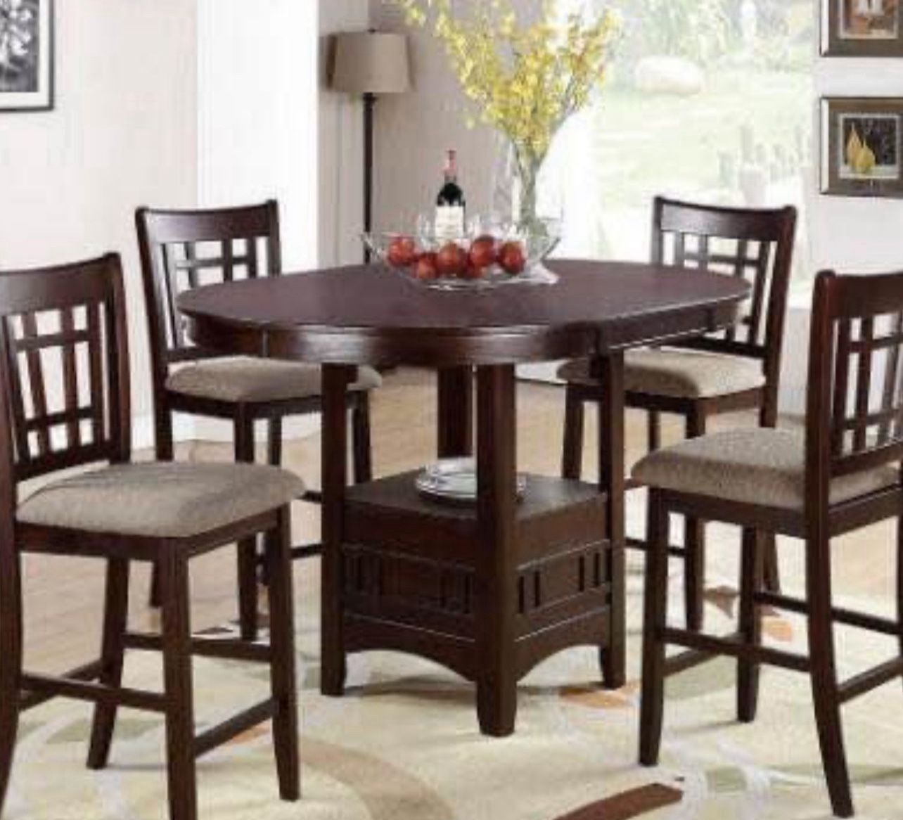 Dining Set Bar Height Table + 4 Chairs