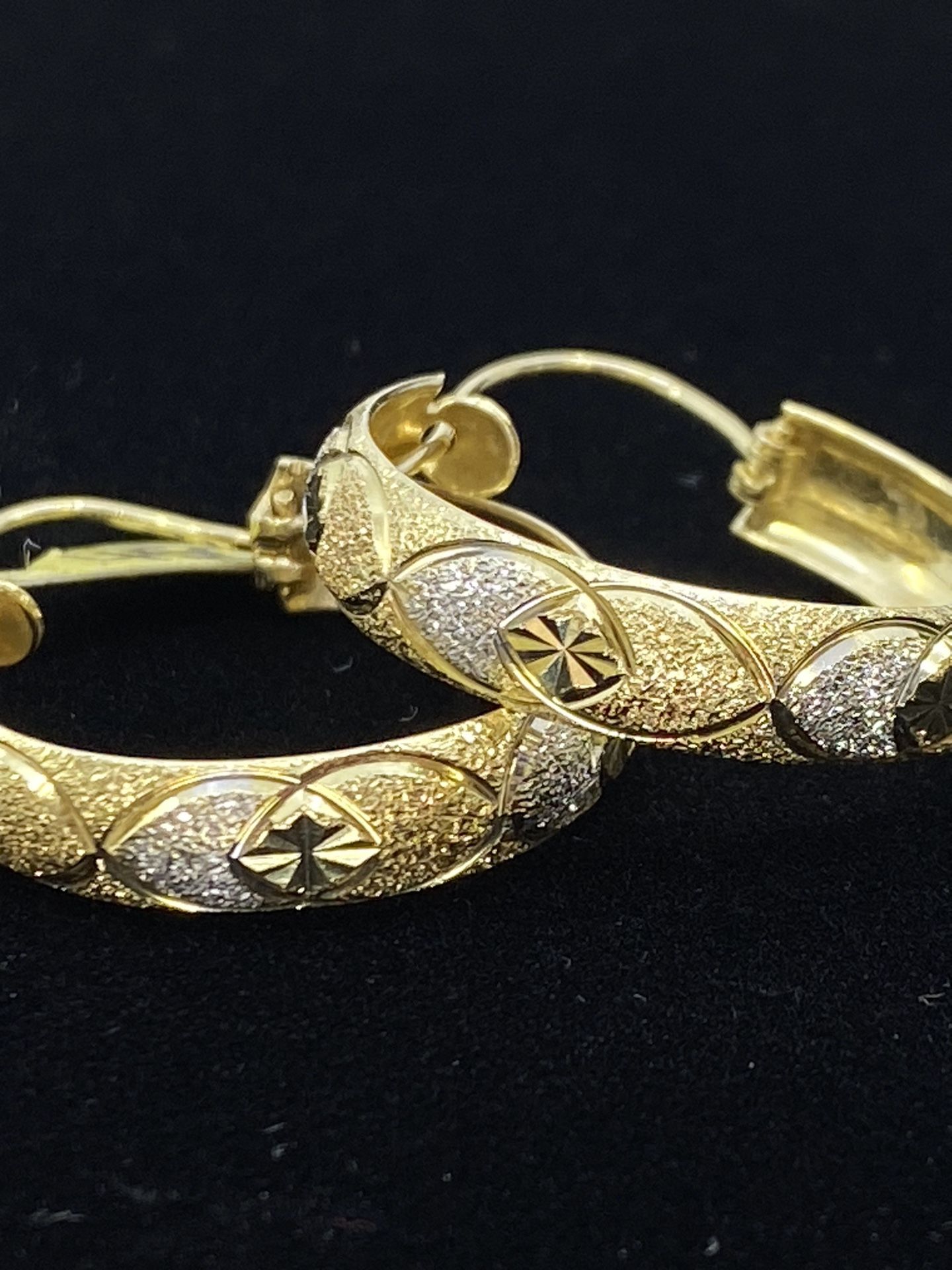 $450 Two Tone Gold Hoop Earrings 