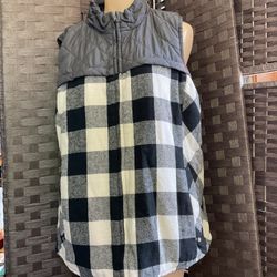 Maurices Black Buffalo Plaid Flannel Puffer Zip Up Vest Size: XL