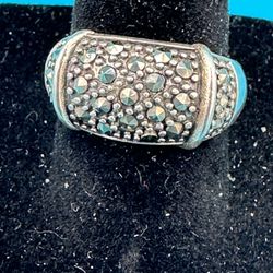 Marcasite Sterling Silver Unisex Ring Size 6 3/4 Signed Thailand A 925  & 4.83 Grams Great Condition 