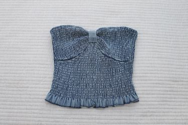 Heartloom Mika Smocked Strapless Denim Tube Top XS  NWT $50