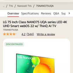 LG NanoCell 75 Series 75-inch 4K UHD Smart TV (Model Year 2021)