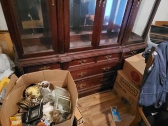 Couches and china cabinet