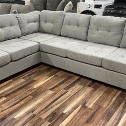 Grey Sectional With Drop Down Table 