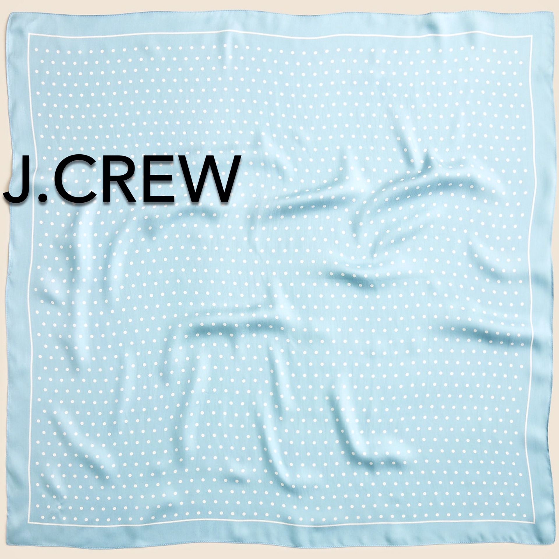(NEW) WOMEN’S J.CREW CITY BLUE MICRO DOT OVERSIZED 100% SILK BANDANA - SIZE: 30”x30”