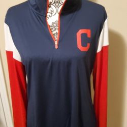Women's Cleveland Indians Fanatics Quarter Zip Jacket Size Large