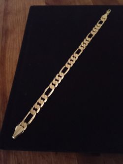 Gold 14k Deep Plated Figaro Bracelet Jewelry 