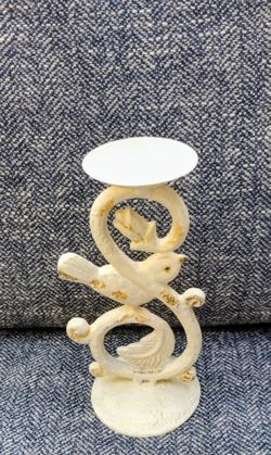 Cream Metal Aviary Votive Candle Holder. 7"H x 3"W
